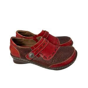 L’Artiste Shoes Womens Size 10 Red Leather Comfort 41 Spring Step Clogs